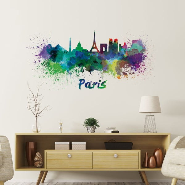 Nástenná samolepka Ambiance Wall Decal Paris Design Watercolor, 60 × 125 cm