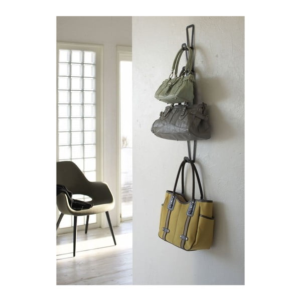 Čierny vešiak na kabelky so zavesením na dvere a 6 háčikmi Yamazaki Kanazawa-image-1