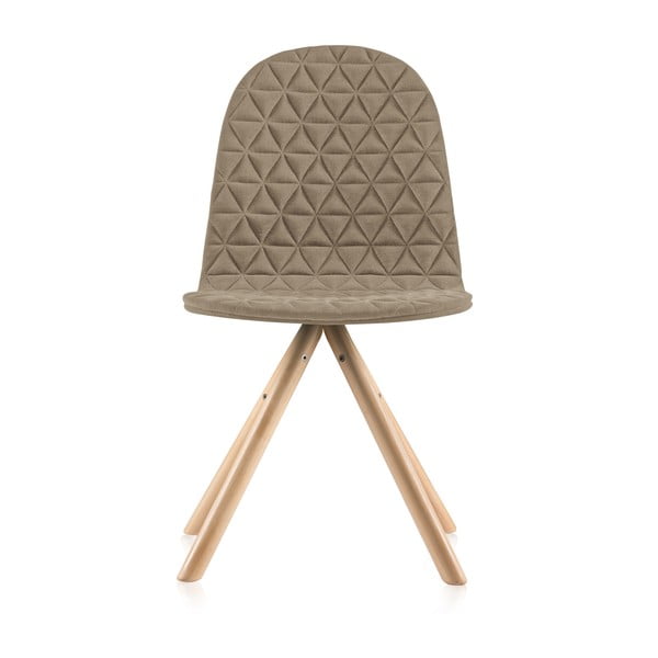 Béžová stolička s prírodnými nohami IKER Mannequin Triangle
