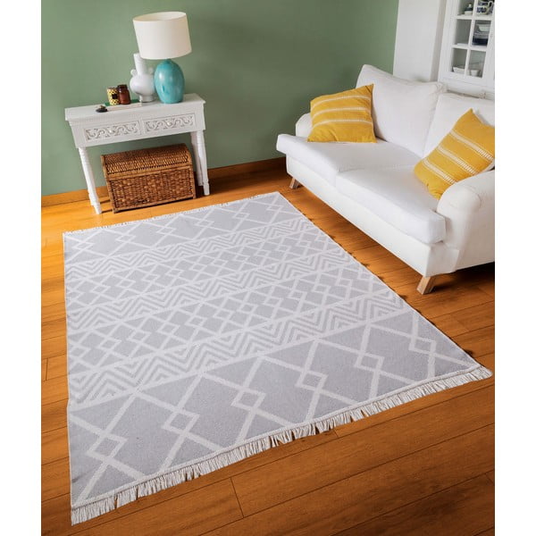 Sivo-biely bavlnený koberec Oyo home Duo, 80 x 150 cm-image-3