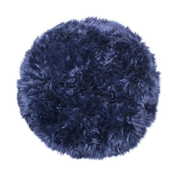 Tmavomodrý koberec z ovčej kožušiny Royal Dream Zealand, ⌀ 70 cm
