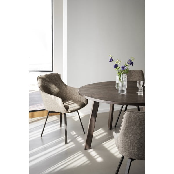 Tmavohnedý okrúhly rozkladací jedálenský stôl v dekore duba ø 130 cm Glenside – Rowico-image-2