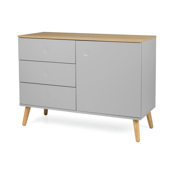 Sivá nízka komoda v dekore duba 109x79 cm Dot – Tenzo-image-2