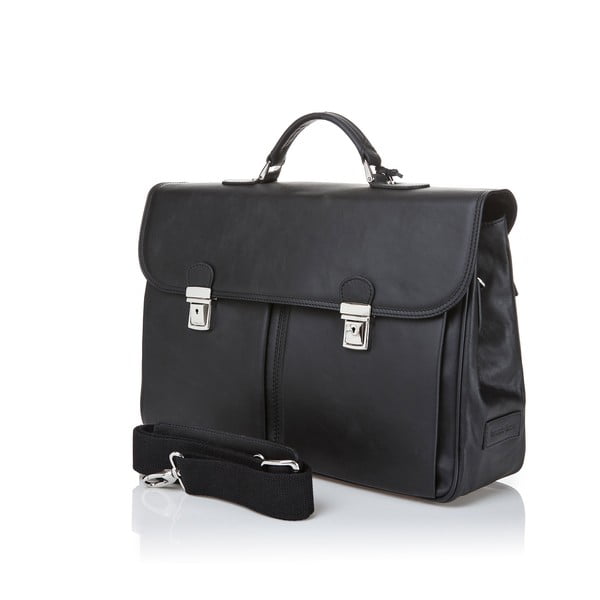 Čierna pánska aktovka z teľacej kože Ferruccio Laconi Brief-image-1