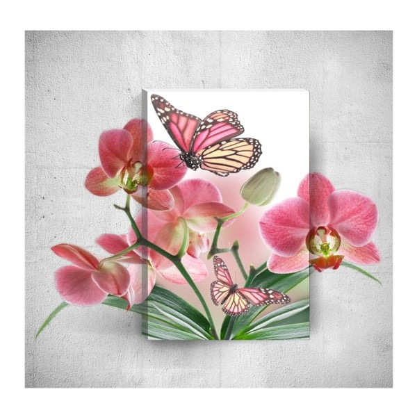 Nástenný 3D obraz Mosticx Butterflies With Flowers, 40 × 60 cm