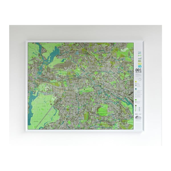 Zelená mapa Berlína v priehľadnom puzdre The Future Mapping Company Street Map, 130 × 100 cm
