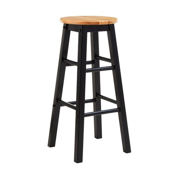 Čierna/v prírodnej farbe barová stolička z kaučukového dreva (výška sedadla 74 cm) Chester – Premier Housewares