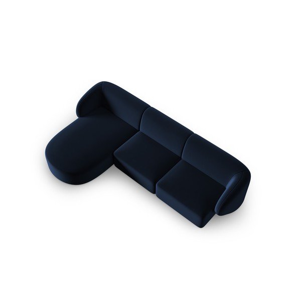 Modrá zamatová rohová pohovka (ľavý roh/s leňoškou) Paolo – Milo Casa-image-2