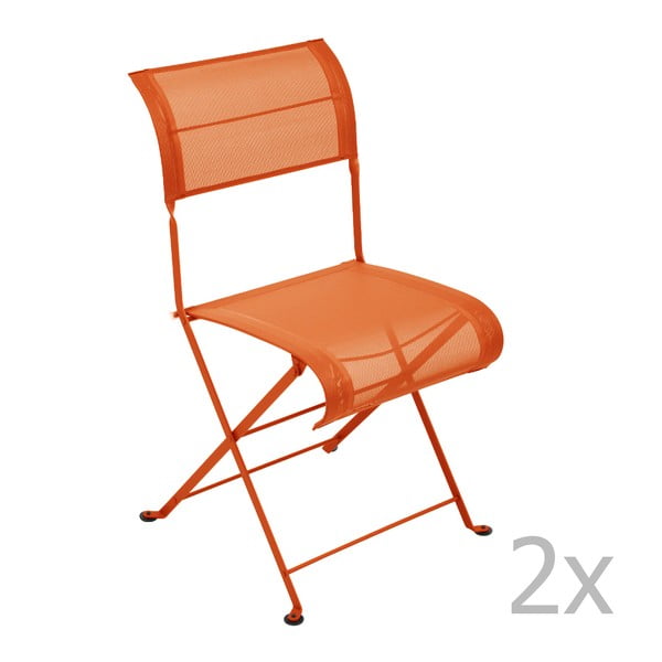 Sada 2 oranžových skladacích stoličiek Fermob Dune