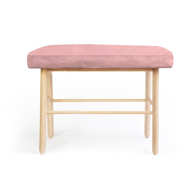 Stolička z borovicového dreva s ružovým zamatovým poťahom Velvet Atelier