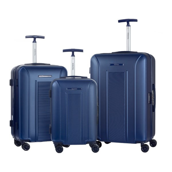 Sada 3 modrých cestovných kufrov na kolieskach Murano Africa