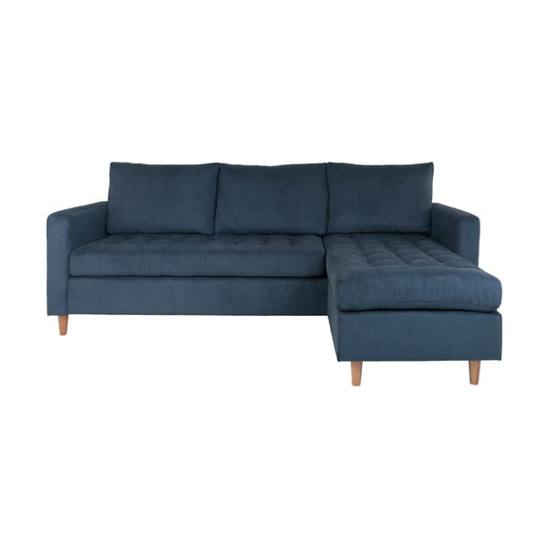 Tmavomodrá menčestrová obojstranná rohová pohovka House Nordic Firenze-image-1