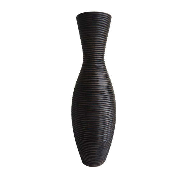 Tmavohnedá váza Stripes, 57 cm