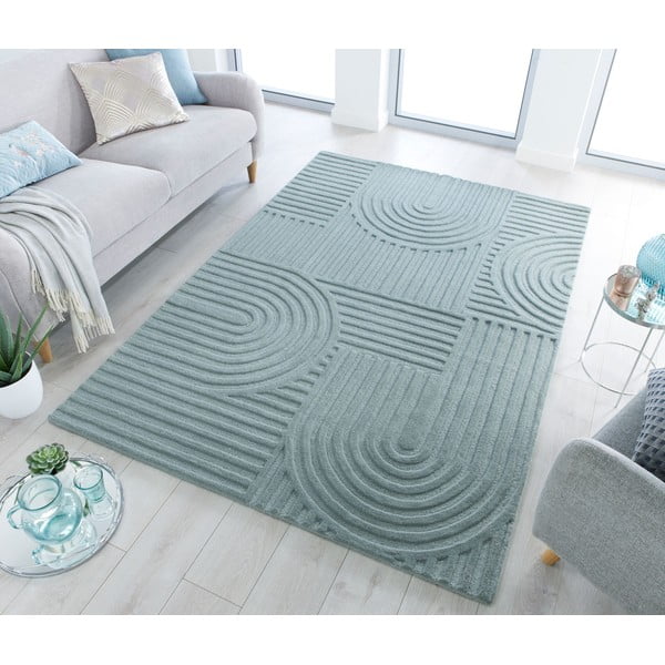 Tyrkysovomodrý vlnený koberec Flair Rugs Zen Garden, 120 x 170 cm-image-1