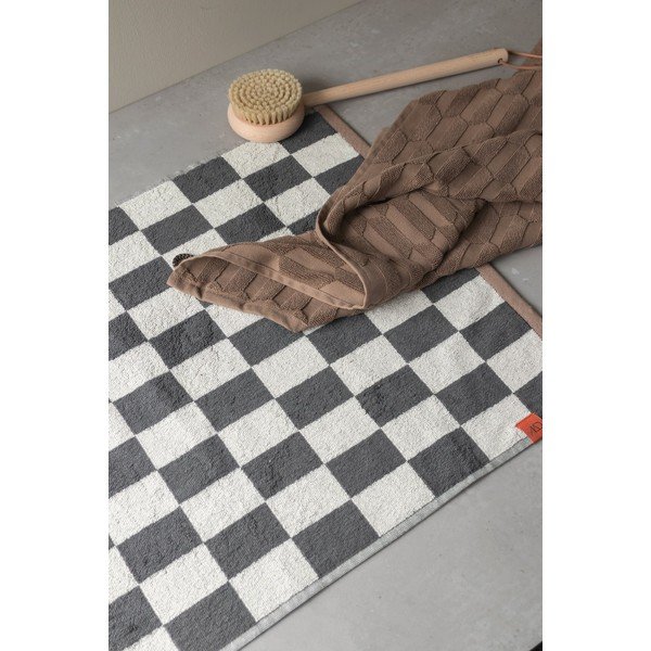 Antracitová/béžová kúpeľňová predložka do sprchy z bio bavlny 50x80 cm Retro – Mette Ditmer Denmark-image-1