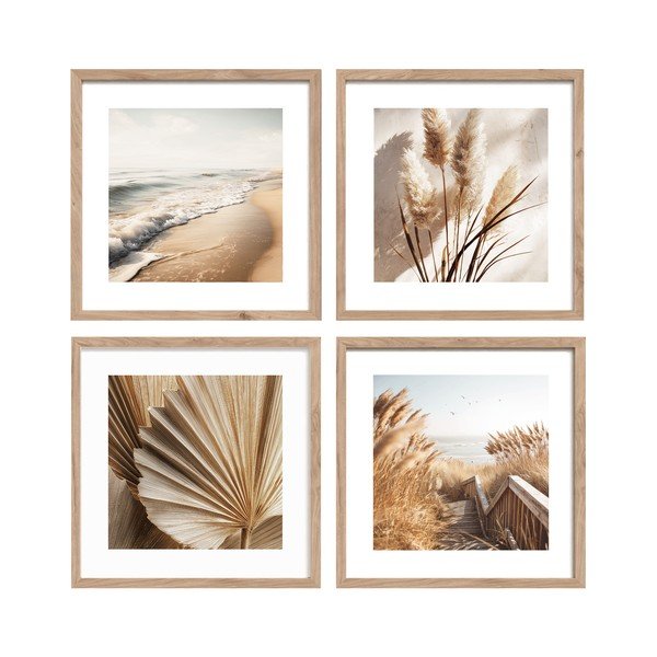 Tlačené obrazy v súprave 4 ks s rámom 30x30 cm Boho Dreams – Styler