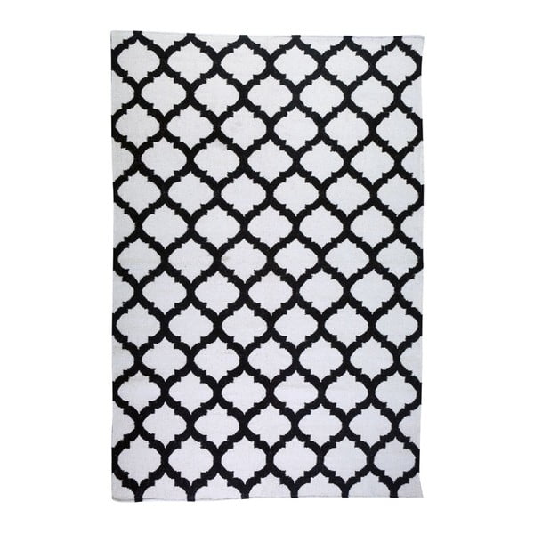 Vlnený koberec Geometry Guilloche Black & White, 160x230 cm