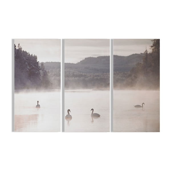Sada 3 obrazov Graham & Brown Swan Lakeside, 30 × 60 cm