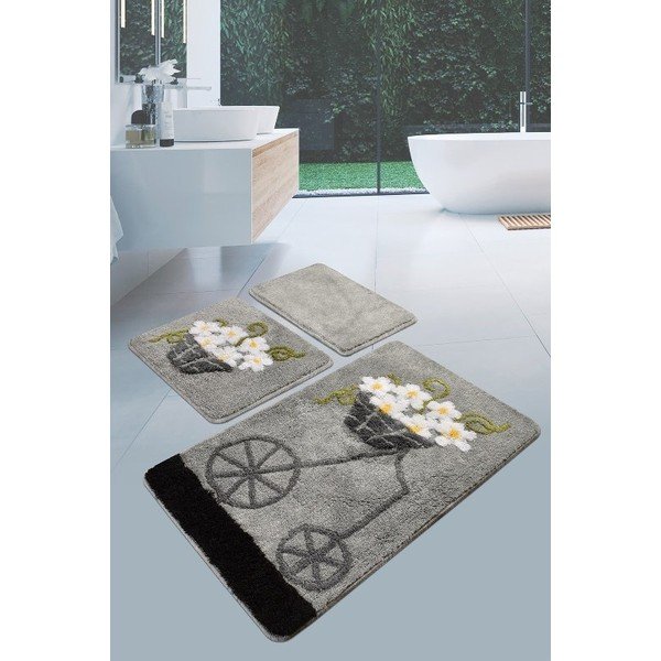 Sivé kúpeľňové predložky v súprave 3 ks 100x60 cm Alacati – Foutastic-image-1