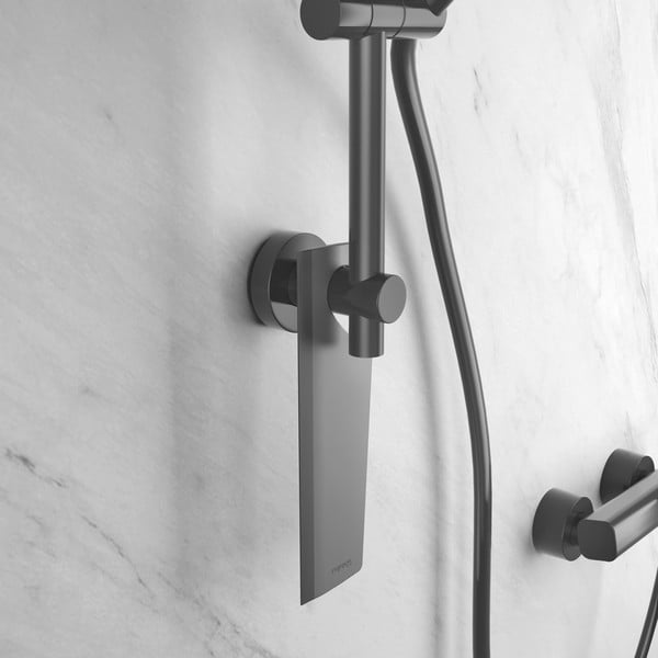 Matne čierna samodržiaca oceľová kúpeľňová polička Lava – Metaltex-image-1