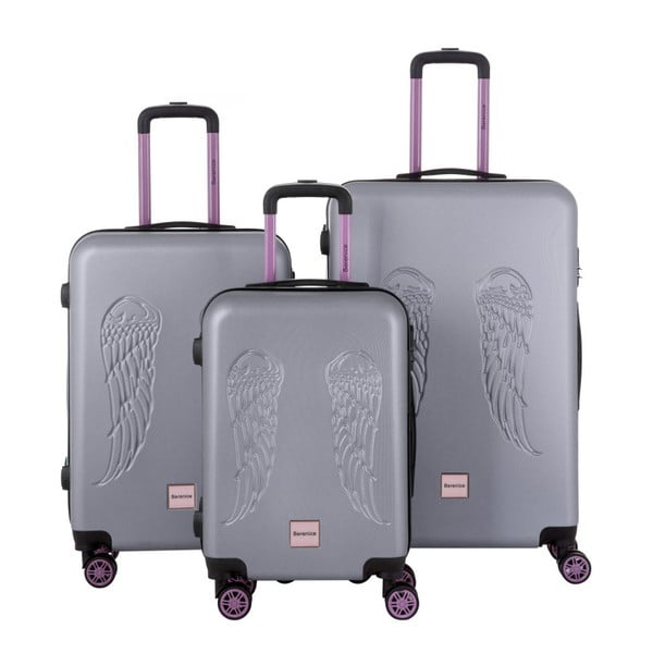 Sada 3 sivých cestovných kufrov Berenice Wingy