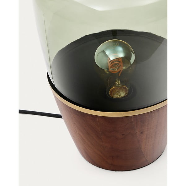 Zelená/v tmavoprírodnej farbe stolová lampa so skleneným tienidlom (výška 30 cm) Silex – Kave Home-image-4