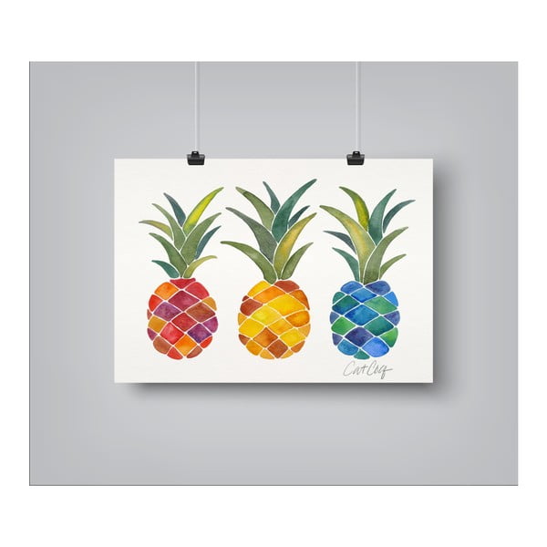 Plagát Americanflat Pineapples Rainbow, 30 x 42 cm