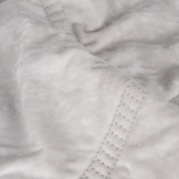 Krémový zamatový prešívaný pléd 230x260 cm – Ixia-image-2