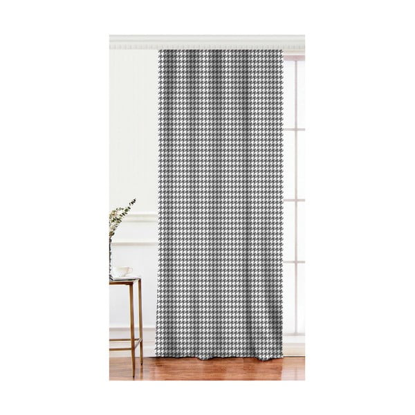 Čierno-biely záves s prímesou bavlny Minimalist Home World, 140 x 260 cm