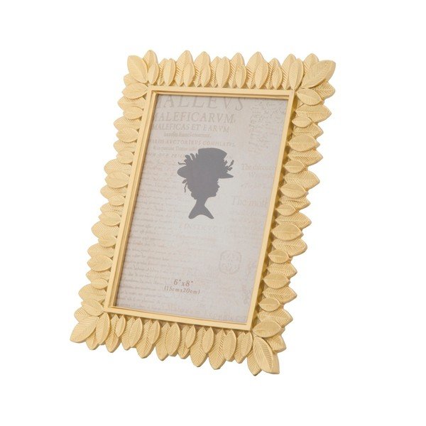 Žltý fotorámik v živicovom ráme Mauro Ferretti Glam Leaves, 23 × 28 cm