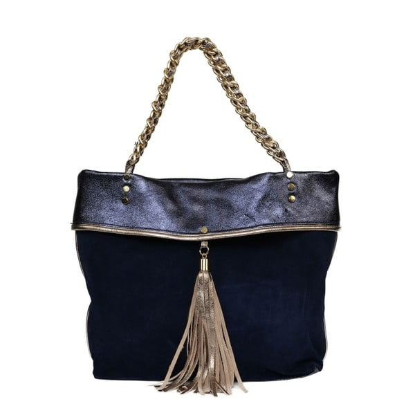 Modrá kožená kabelka Carla Ferreri Prive Collection Saso