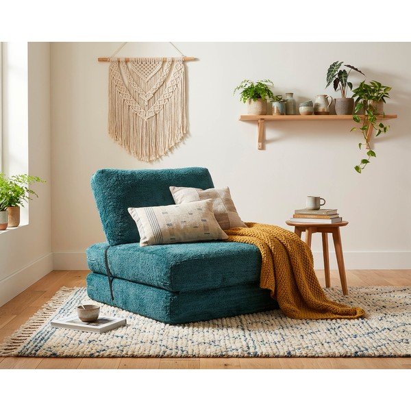 Zelenomodré rozkladacie kreslo z textílie buklé Faster – Mauro Ferretti-image-1