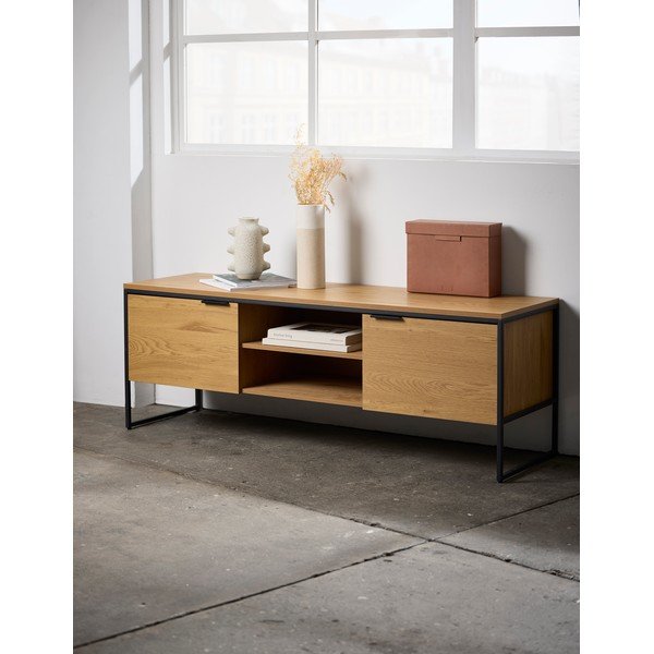 TV stolík v dekore duba v prírodnej farbe 155x55x45 cm Cesura – Unique Furniture-image-1