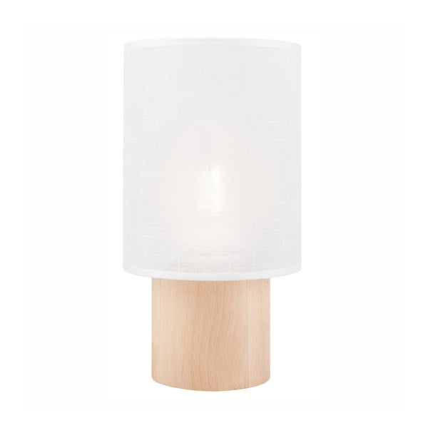 Svetlohnedo-biela stolová lampa s textilným tienidlom, výška 30 cm Ari – LAMKUR