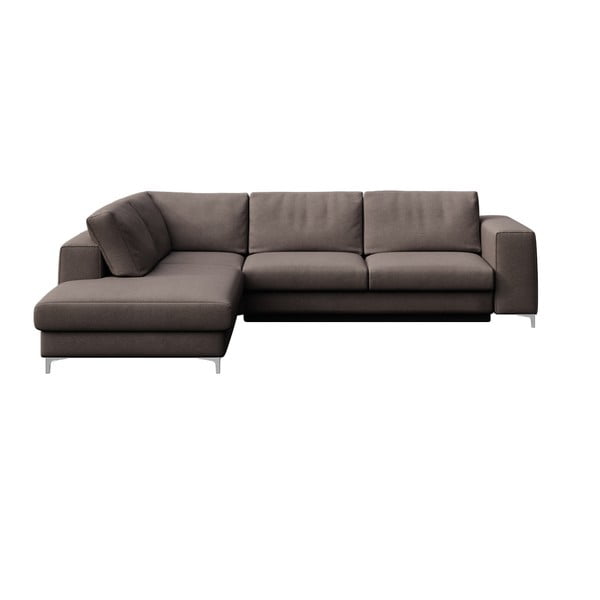 Taupe zamatová rozkladacia/s úložným priestorom rohová pohovka (ľavý roh/do L) Rene – Rodier