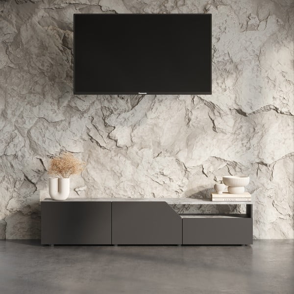 Čierny TV stolík v dekore betónu 180x38 cm Verone – TemaHome-image-1