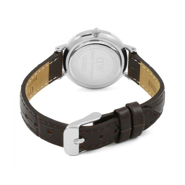 Dámske hodinky s koženým remienkom s detailmi striebornej farby Daniel Wellington Petite York, ⌀ 28 mm-image-3