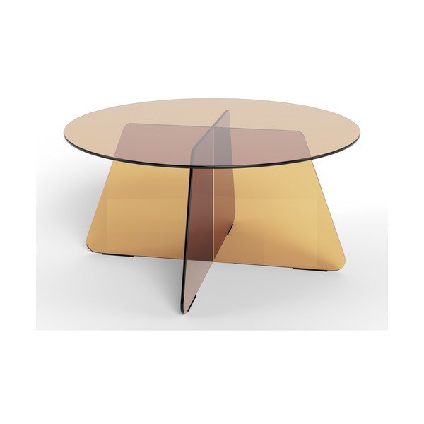 Hnedý sklenený okrúhly konferenčný stolík ø 80 cm Samos – Actona