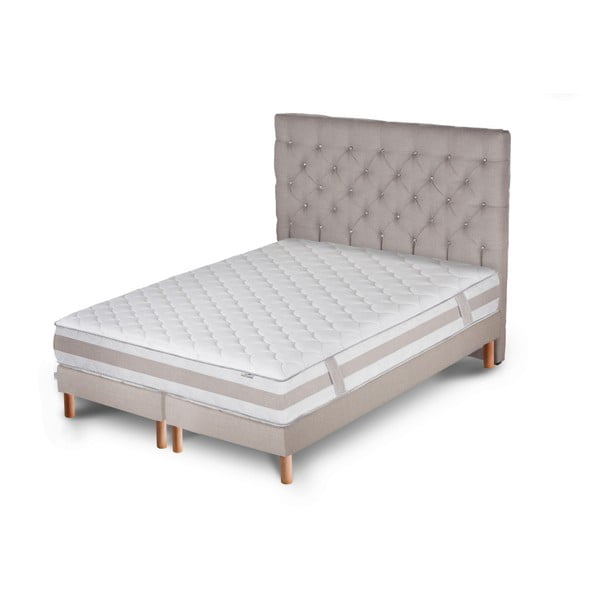 Svetlosivá posteľ s matracom a dvojitým boxspringom Stella Cadente Maison Saturne Fortunata, 180 × 200 cm