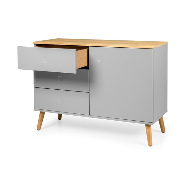 Sivá nízka komoda v dekore duba 109x79 cm Dot – Tenzo-image-3