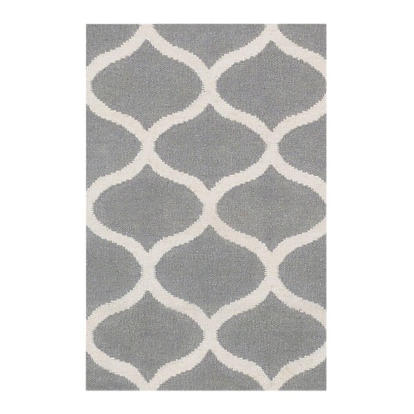 Ručne tkaný strieborný vlnený koberec Alize, 90x60cm