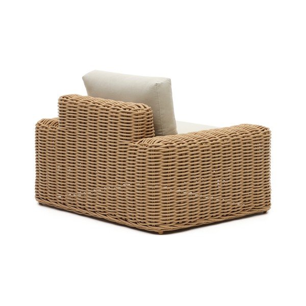 Krémové záhradné kreslo z umelého ratanu Portlligat - Kave Home-image-3