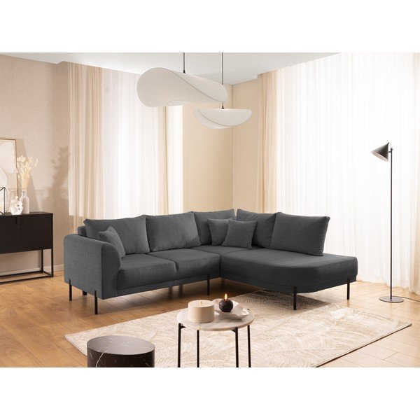 Tmavosivá ženilková rohová pohovka (pravý roh/do L) Mauris  – Ropez-image-1