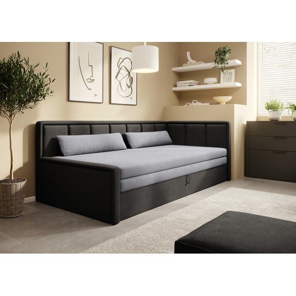 Tmavosivá ženilková rozkladacia/s úložným priestorom pohovka 214 cm Fulgeo – ELTAP-image-1