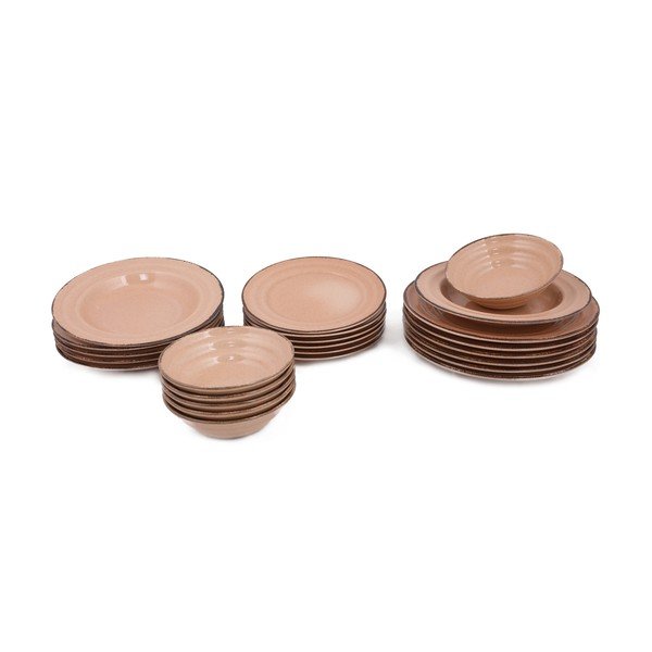 24-dielna súprava oranžového porcelánového riadu Kütahya Porselen Basis-image-3