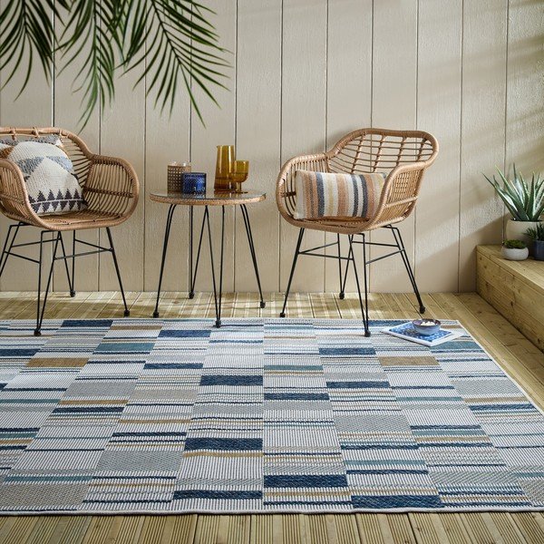Žlto-modrý vnútorný a vonkajší koberec 120x170 cm Rosco Geo – Flair Rugs-image-1
