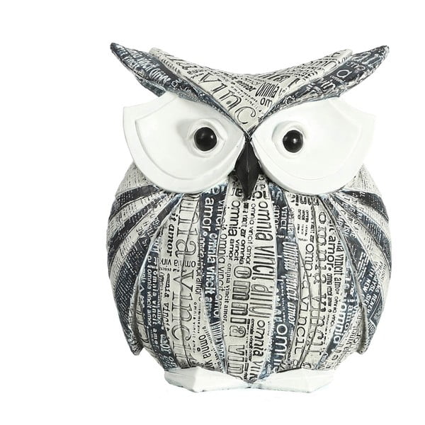 Čierno-biela dekoratívna soška sovy Owl