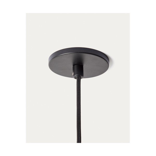 Biele/čierne kovové závesné svietidlo so skleneným tienidlom ø 26 cm Idela – Kave Home-image-4