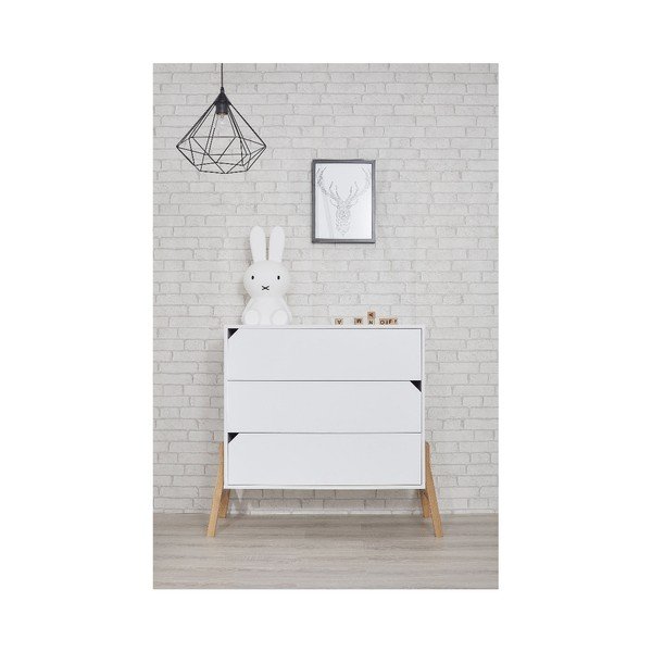 Biela komoda s 3 zásuvkami BELLAMY Lotta-image-4