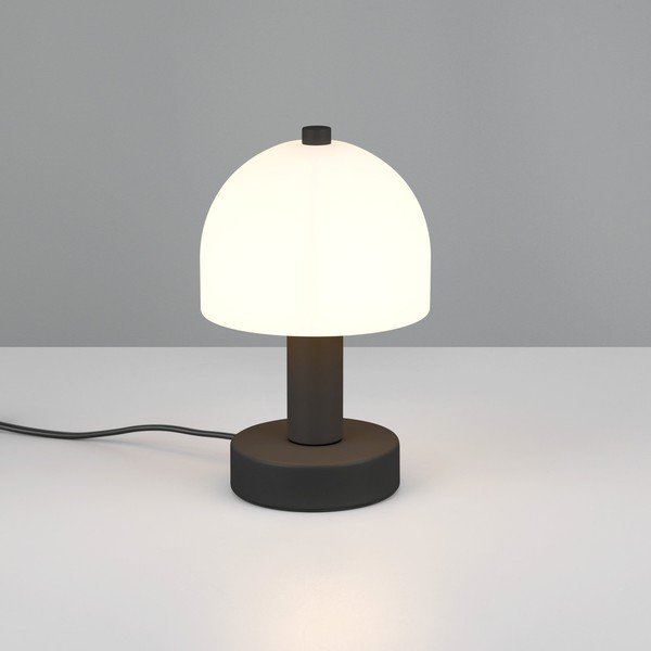 Čierno-biela stolová lampa so skleneným tienidlom (výška 19 cm) Glenn – Reality-image-1